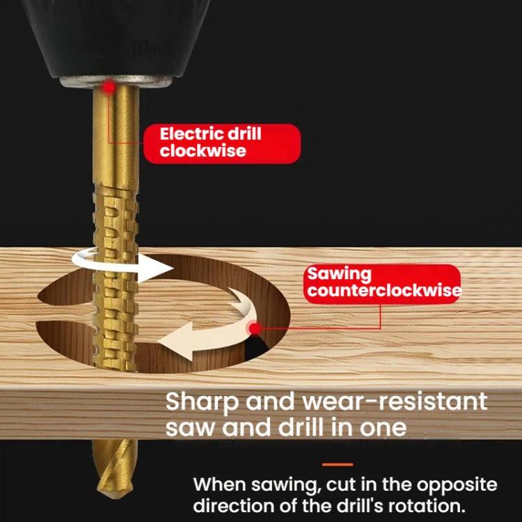 6pcs/Set Triangular Shank Drill Bits Woodworking Grooving Saw Drill Set