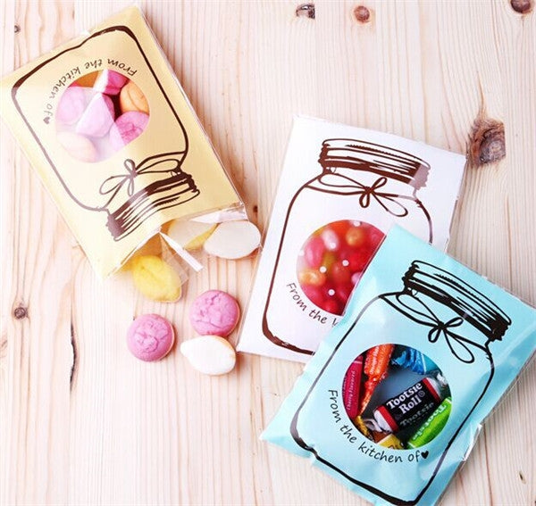 100 PCS / Set Cute Colorful Bottle Pattern Wedding Birthday Cookies Candy Gift Packaging Bag