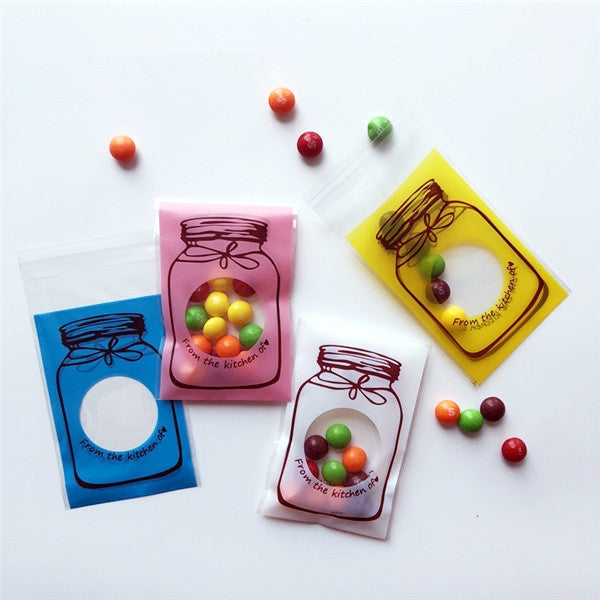 100 PCS / Set Cute Colorful Bottle Pattern Wedding Birthday Cookies Candy Gift Packaging Bag