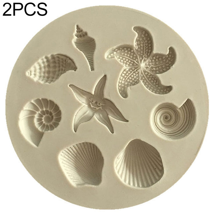 2 PCS  Marine Element Mould Sea Star Conch Shell Model Silicone Cake Fondant Tool