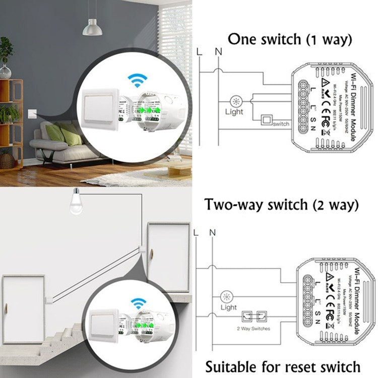 Concealed Wifi Smart Switch Dimmer Switch And Traditional Switch Dual Control Smart Switch