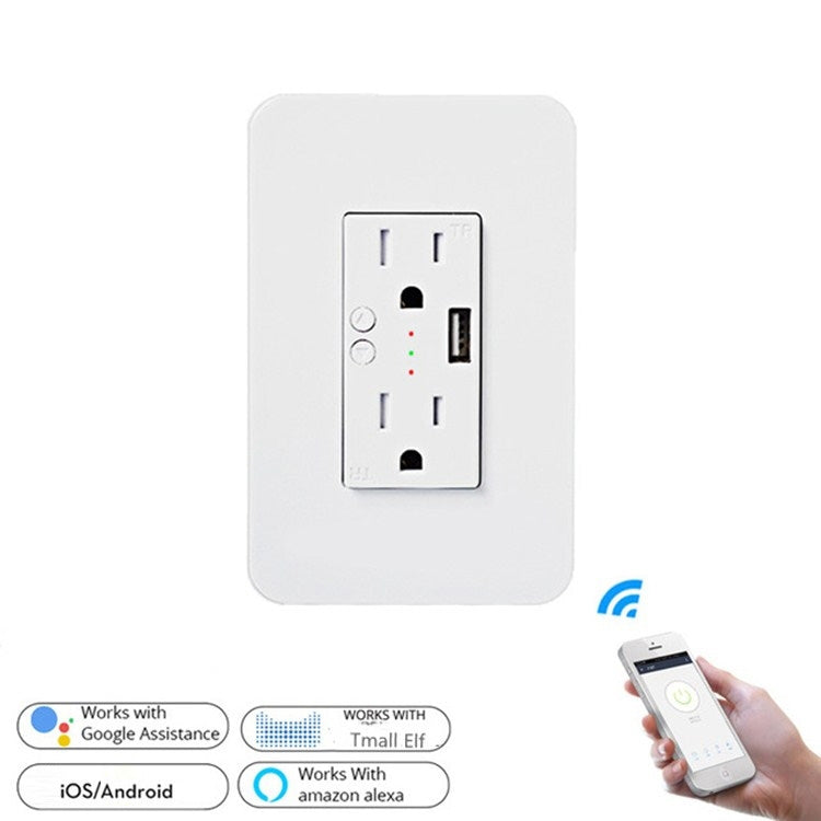 Smart Wall Socket 120 Type WIFI Remote Control Voice Control With USB Socket
