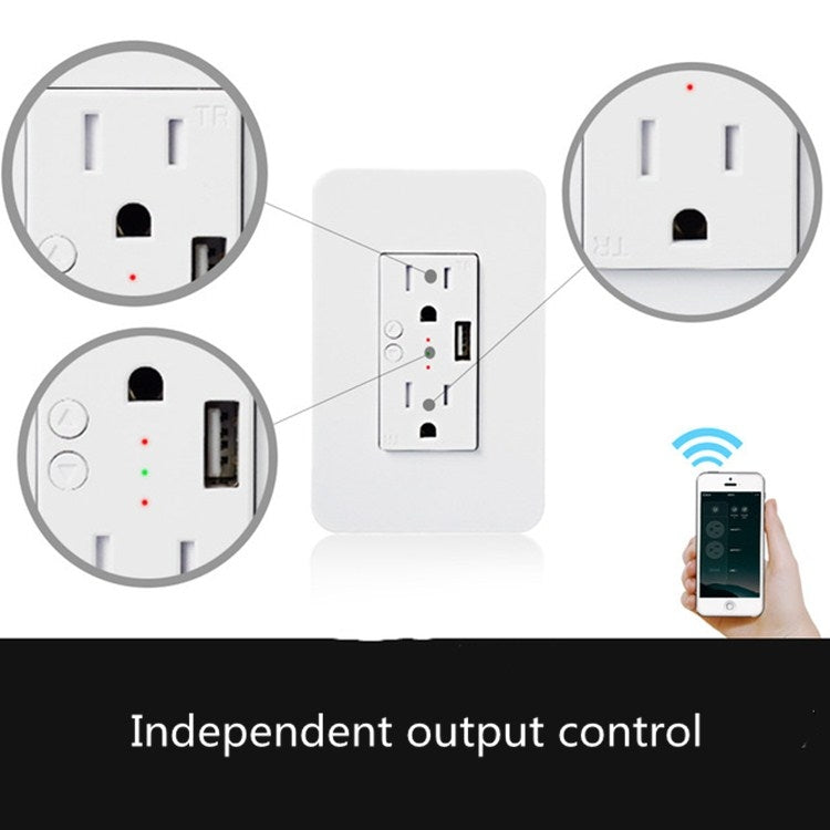 Smart Wall Socket 120 Type WIFI Remote Control Voice Control With USB Socket