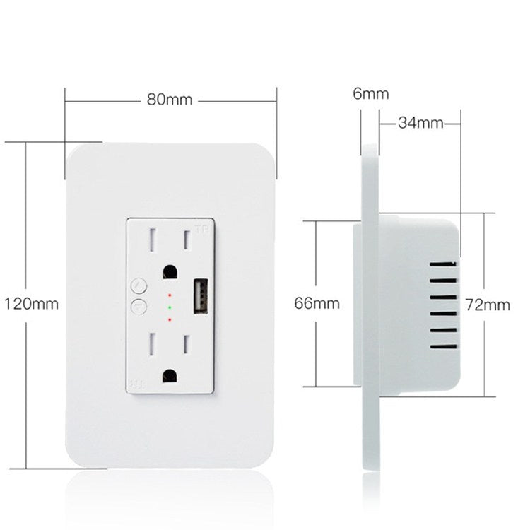 Smart Wall Socket 120 Type WIFI Remote Control Voice Control With USB Socket
