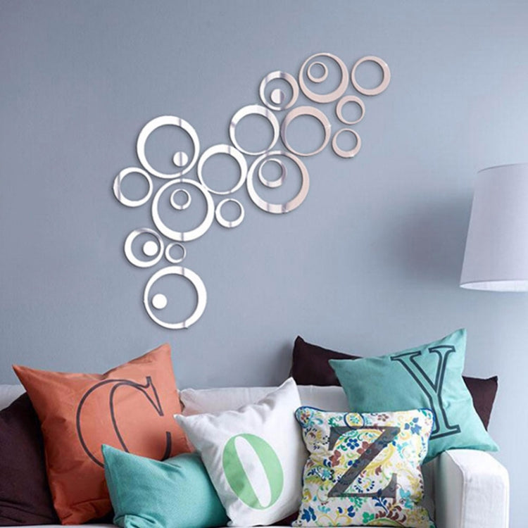 24 PCS 3D DIY Circles Decoration Mirror Wall Stickers for TV Background Home Decor Acrylic Decor Wall Art