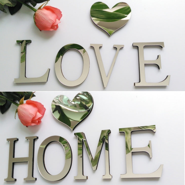 2 PCS Home Decoration Creative Personality English Letters Acrylic Mirror 3D DIY Wall Stickers