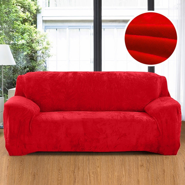 Plush Fabric Sofa Cover Thick Slipcover Couch Elastic Sofa Covers Not Include Pillow Case