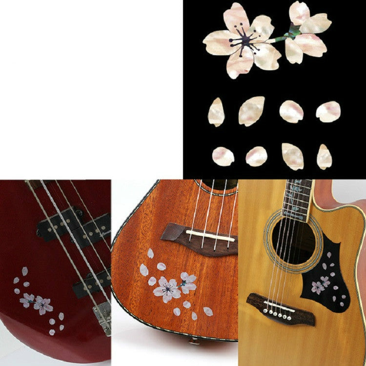 2 PCS Guitar Panel Stickers DIY Cherry Blossom Stickers Ukuleles Paste