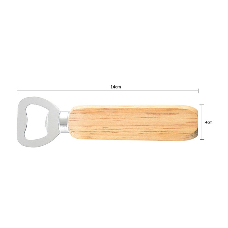 2 PCS Stainless Steel Beer Bottle Opener with Rubber Wood Handle Creative Gift Soda Bottle Driver