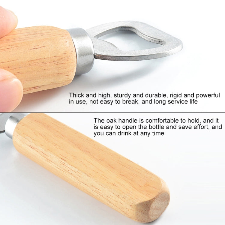2 PCS Stainless Steel Beer Bottle Opener with Rubber Wood Handle Creative Gift Soda Bottle Driver