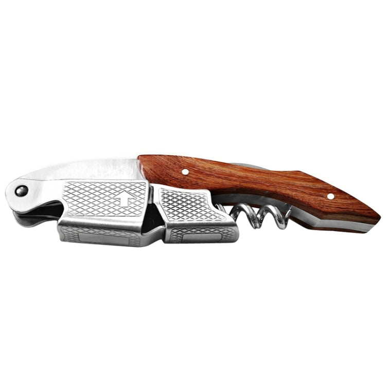 2 PCS Wood Handle Professional  Multifunction Double Steel Head Portable Screw Corkscrew Wine Bottle Opener