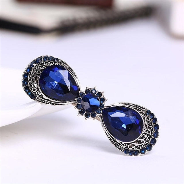 Women Vintage Crystal Rhinestone Flower Hair Pin Girls Antique Silver Barrette Butterfly Hair Clip