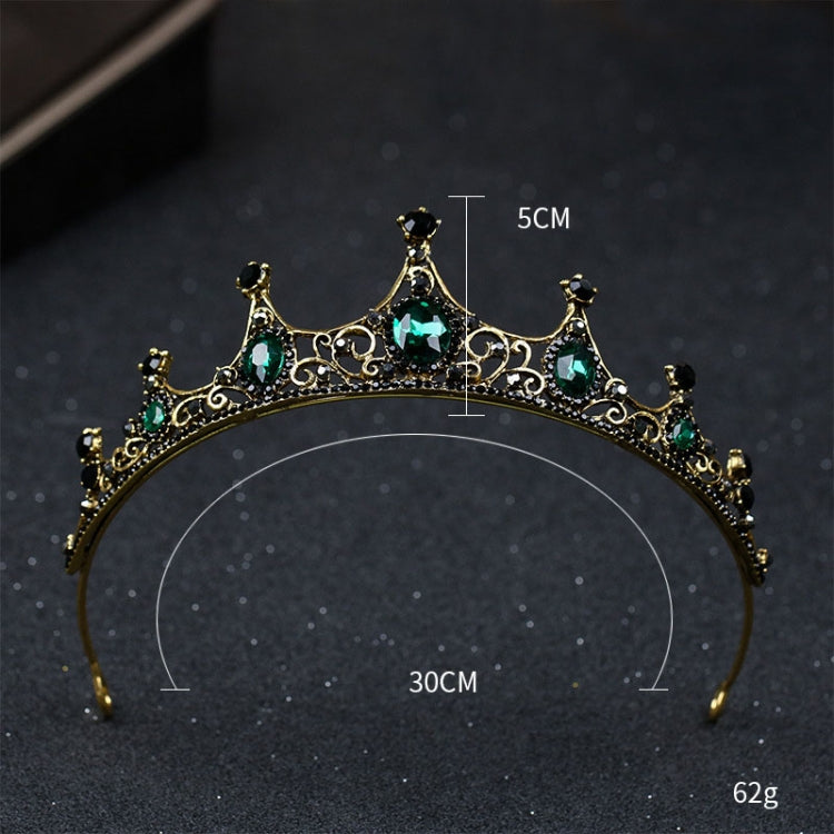 Vintage Small Baroque Green Crystal Tiaras Crowns for Women Girls Bride Wedding Hair Jewelry Accessories