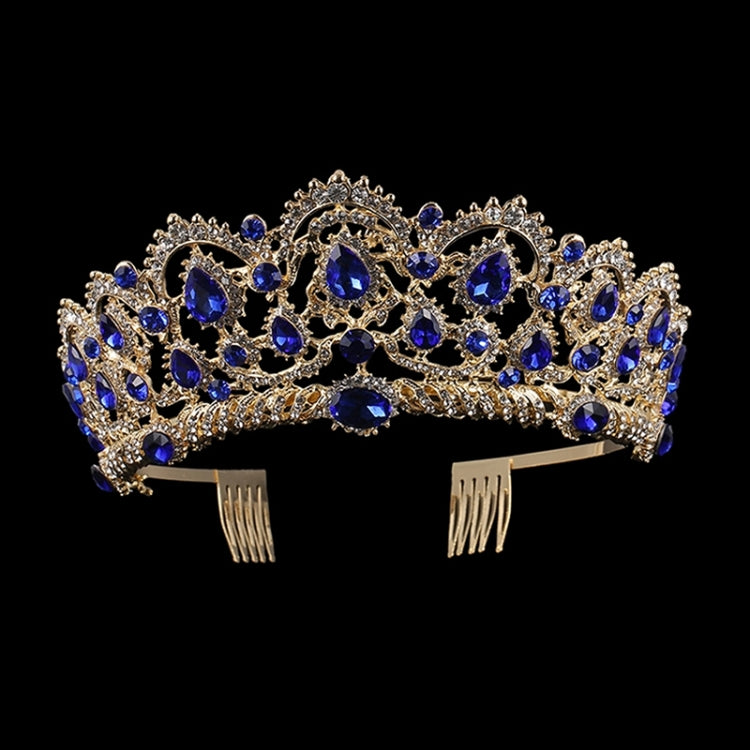 Crystal Tiaras Vintage Gold Rhinestone Pageant Crowns With Comb Baroque Wedding Hair Accessories