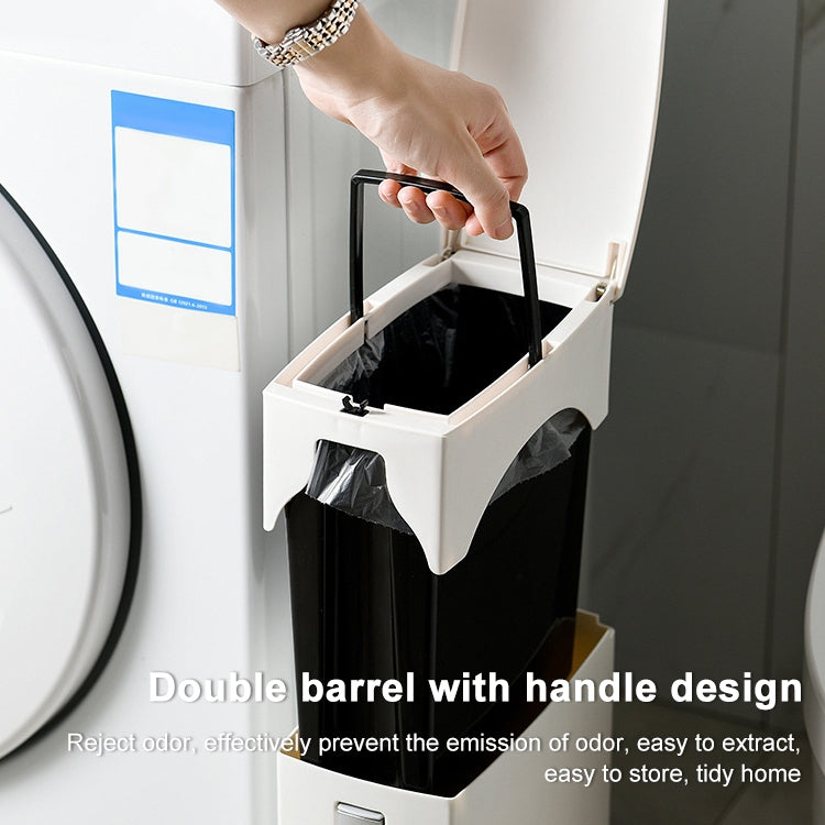 Bathroom Toilet Toilet Brush Integrated Pressing Open Lid Square Trash Can Set with Brush