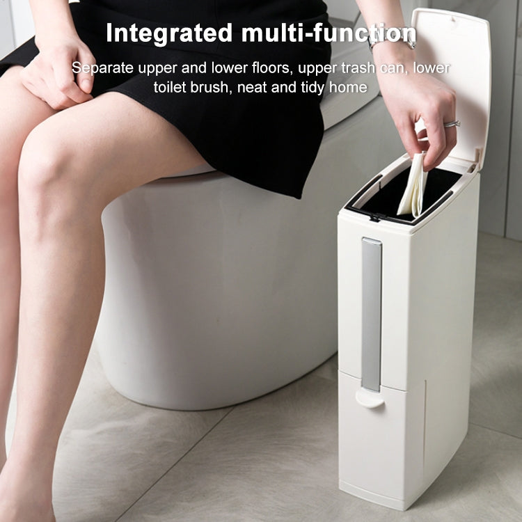 Bathroom Toilet Toilet Brush Integrated Pressing Open Lid Square Trash Can Set with Brush