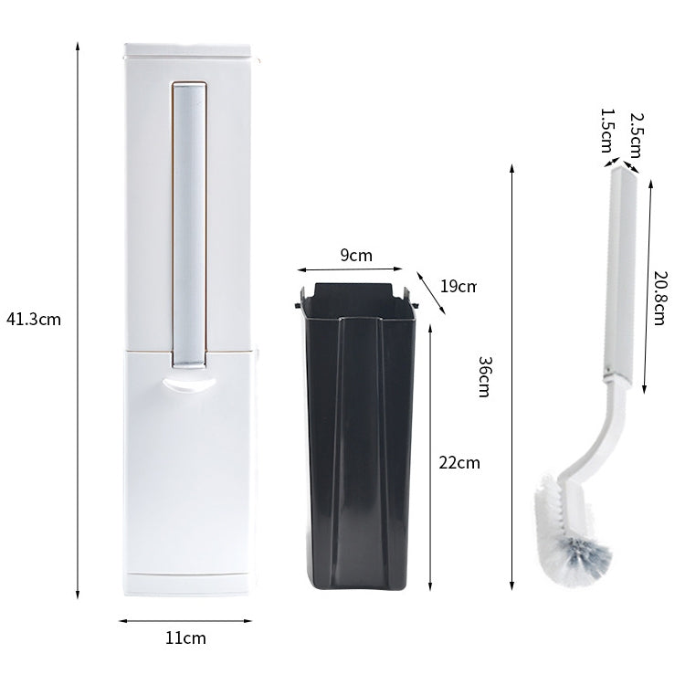 Bathroom Toilet Toilet Brush Integrated Pressing Open Lid Square Trash Can Set with Brush