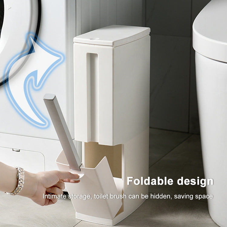 Bathroom Toilet Toilet Brush Integrated Pressing Open Lid Square Trash Can Set with Brush
