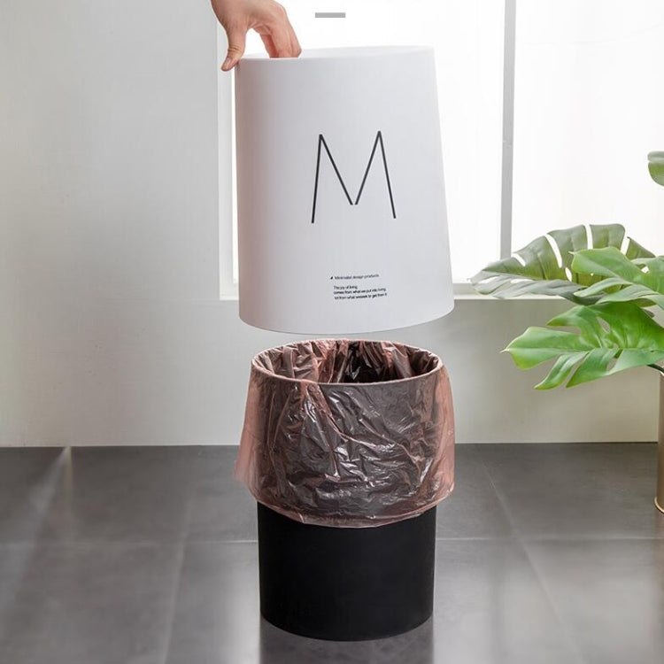 8L Living Room Bedroom Office Round Double-layer Uncovered Trash Can