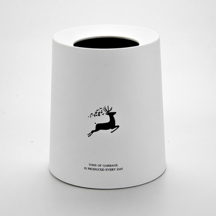 8L Living Room Bedroom Office Round Double-layer Uncovered Trash Can