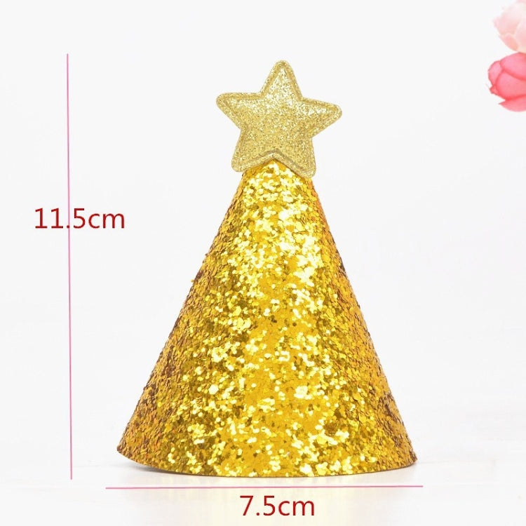 10 PCS Golden Birthday Hat Children Age Dress up Star Hat Glitter Cake Cap