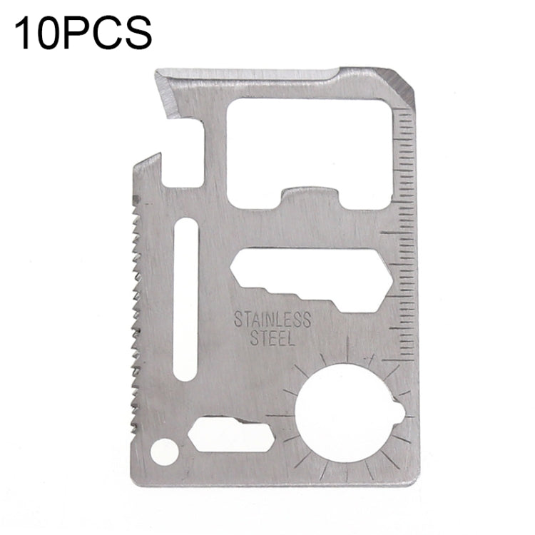 100 PCS 11 in 1 Outdoor Portable Multi-function Stainless Steel Hollow Tool Card Cutter with Leather Case, Size: 6.9 x 4.5cm