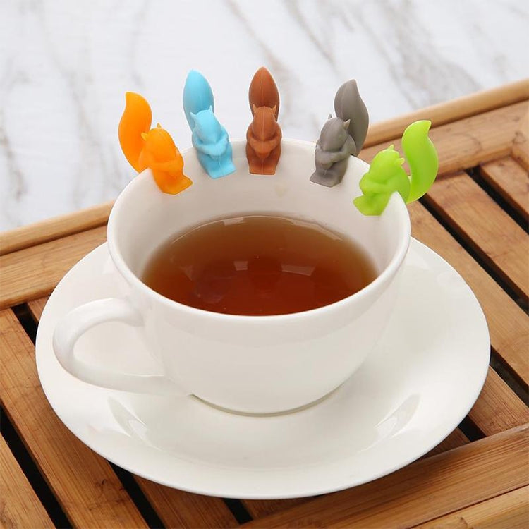 10 PCS Silicone Squirrel Tea Bag Multi-function Wine Glass Cup Recognizer