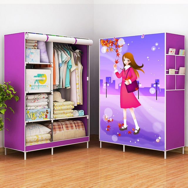 Non-woven Fabric Frame Reinforcement Wardrobe DIY Assembly Storage Organizer Detachable Clothing Furniture Shelf