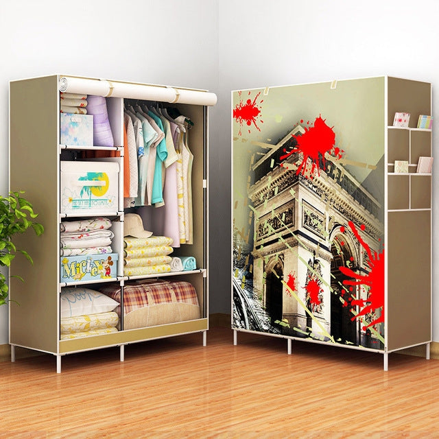 Non-woven Fabric Frame Reinforcement Wardrobe DIY Assembly Storage Organizer Detachable Clothing Furniture Shelf