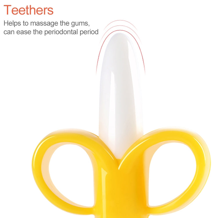 3 PCS Baby Silicone Training Toothbrush Banana Shape Safe Toddle Teether Chew Toys Teething Ring Gift for Infant Baby Chewing