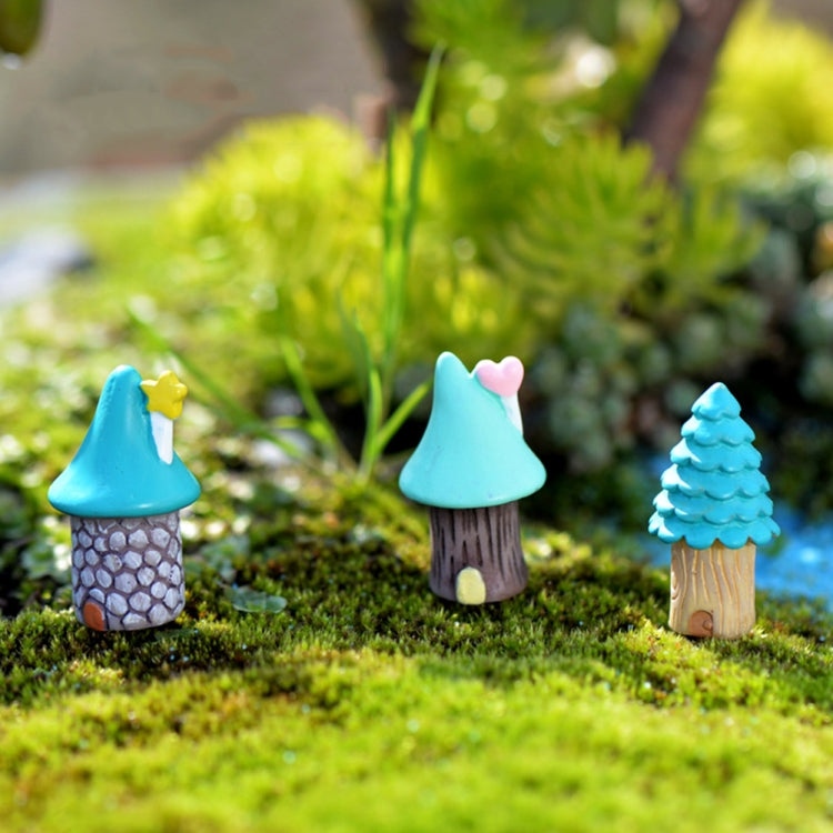 2 PCS Cartoon Tree House Moss Micro-landscape Fleshy Ornaments Jewelry, Random Style Delivery