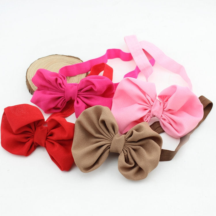 2 PCS Baby Headband Ribbon Chiffon Bow Children Hair Band Headwear