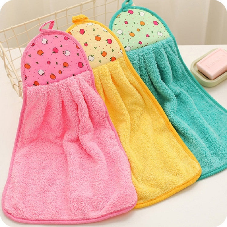 5 PCS Fruit Pattern Bathroom Kitchen Hanging Coral Fleece Absorbent Cloth Towels Random Color Delivery