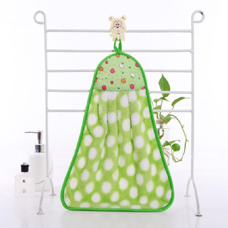 5 PCS Fruit Pattern Bathroom Kitchen Hanging Coral Fleece Absorbent Cloth Towels Random Color Delivery