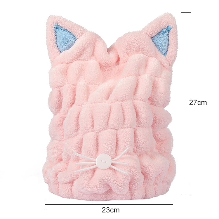 Coral Fleece Soft Absorbent Cat Ear Dry Hair Cap Thickened Adult Shower Cap