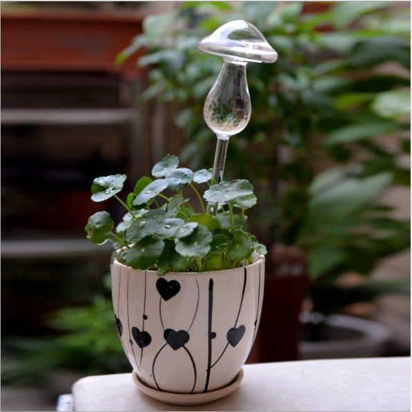 Mushroom Shape House Plants Flowers Water Feeder Automatic Self Watering Clear Glass Devices