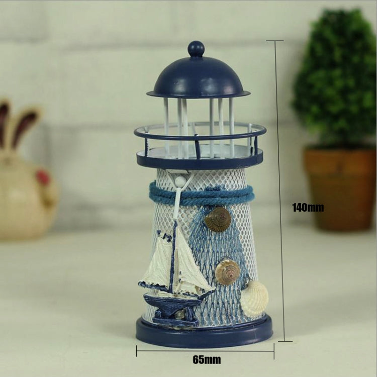 Mediterranean Style Round Hole tin Lighthouse Candlestick Home Desktop Decoration Wrought Iron Candlestick