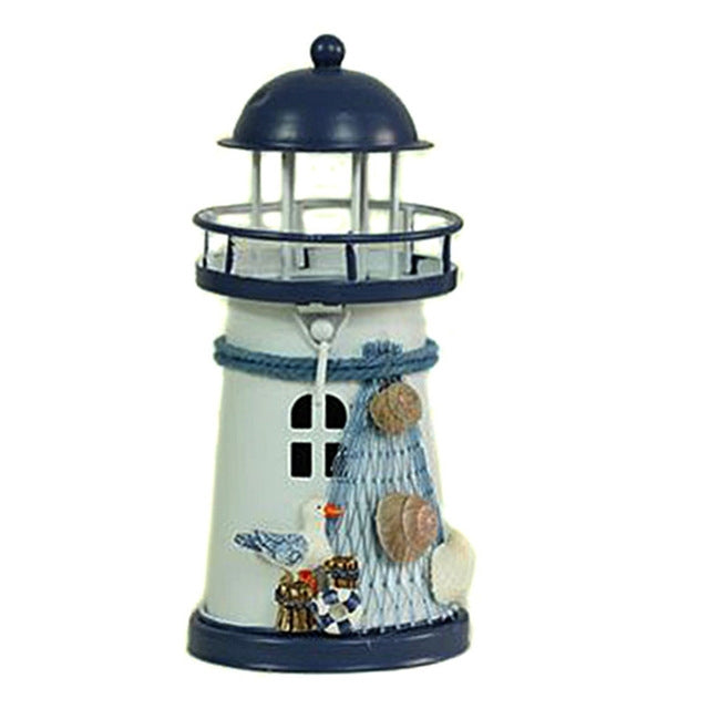 Mediterranean Style Round Hole tin Lighthouse Candlestick Home Desktop Decoration Wrought Iron Candlestick
