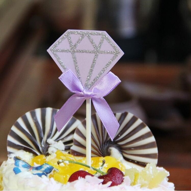 5 Packs Diamond Cake Birthday Inserted Card Wedding Party Dessert Table Decoration Supplies