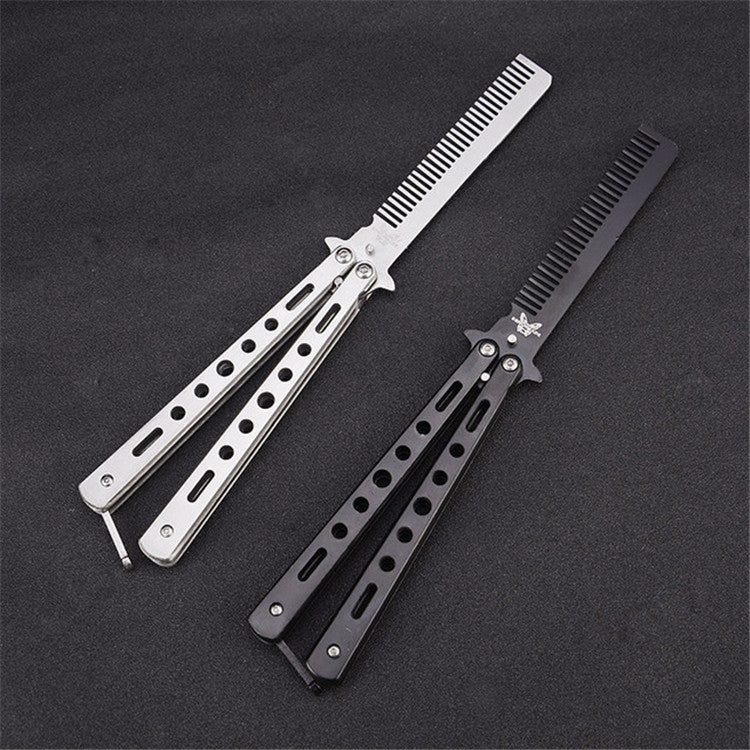 Salon Stainless Steel Practice Comb Practice Knife (Uncut) Butterfly Comb