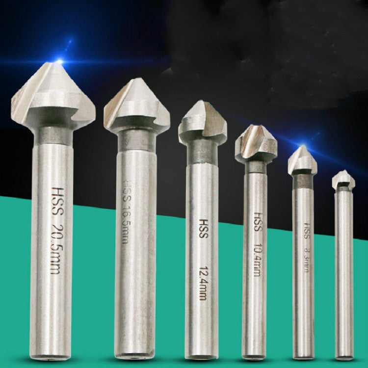 6 In 1 90 Degree Three-edge Chamfering Knife Woodworking Milling Cutter Chamfering Machine Hole Opener