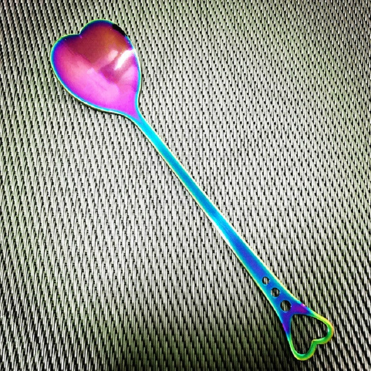 2 PCS Stainless Steel Spoon Portable Metal Coffee Teaspoon Creative Love Heart Shaped Wedding Party Gift Dinnerware