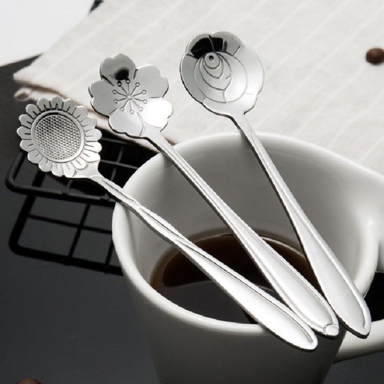 3 PCS Stainless Steel Household Creative Flower Spoon Coffee Stirring Spoon