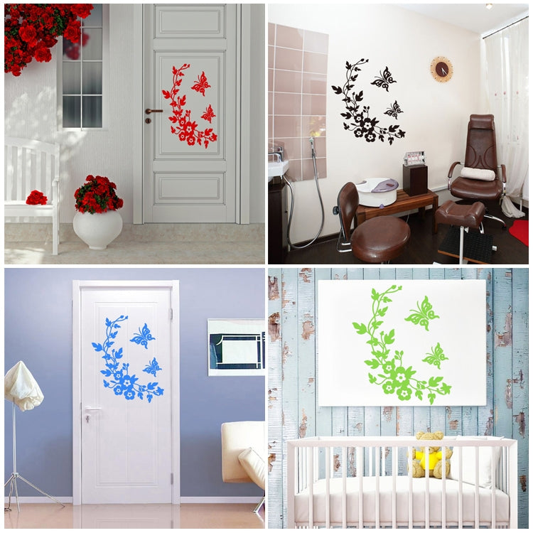 Butterfly Flower Vine Bathroom Wall Stickers Home Decoration Wallpaper Wall Decals For Toilet Decorative Sticker