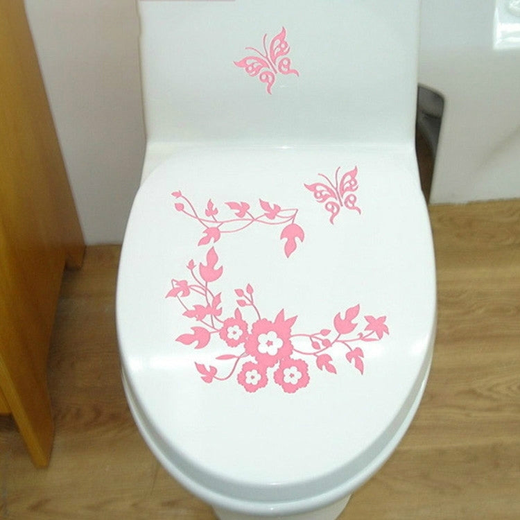Butterfly Flower Vine Bathroom Wall Stickers Home Decoration Wallpaper Wall Decals For Toilet Decorative Sticker