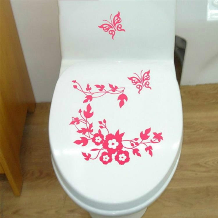 Butterfly Flower Vine Bathroom Wall Stickers Home Decoration Wallpaper Wall Decals For Toilet Decorative Sticker