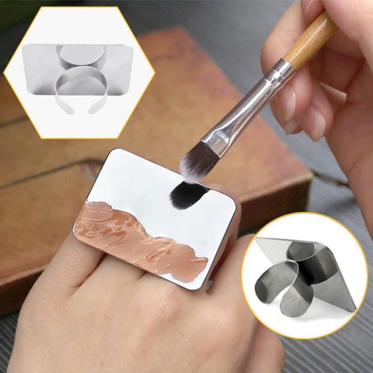 Salon Manicure Finger Ring Color Palette Make Up Cream Foundation Mixing Palette Cosmetic Make up Tool Stainless Steel Plate
