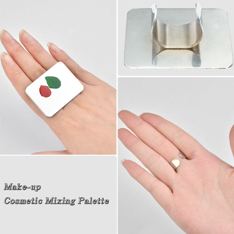 Salon Manicure Finger Ring Color Palette Make Up Cream Foundation Mixing Palette Cosmetic Make up Tool Stainless Steel Plate