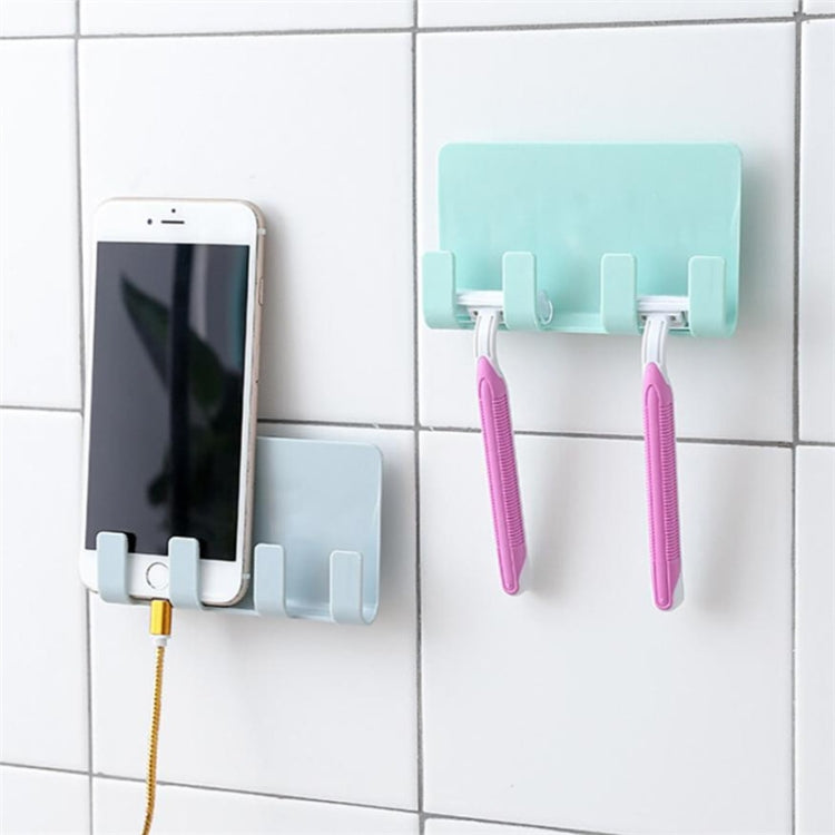 Practical Wall Sticking Phone Charging Holder Socket Strong Sticky Adhesive Sopport Rack Shelf With Hooks