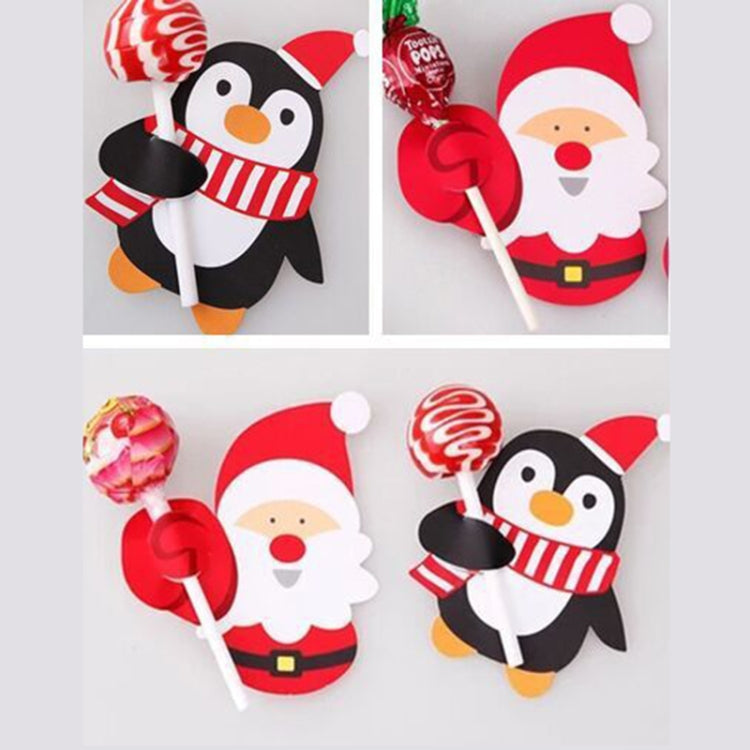 2 Packs Christmas Baking Decoration Cute Santa Penguin Lollipop Paper Card